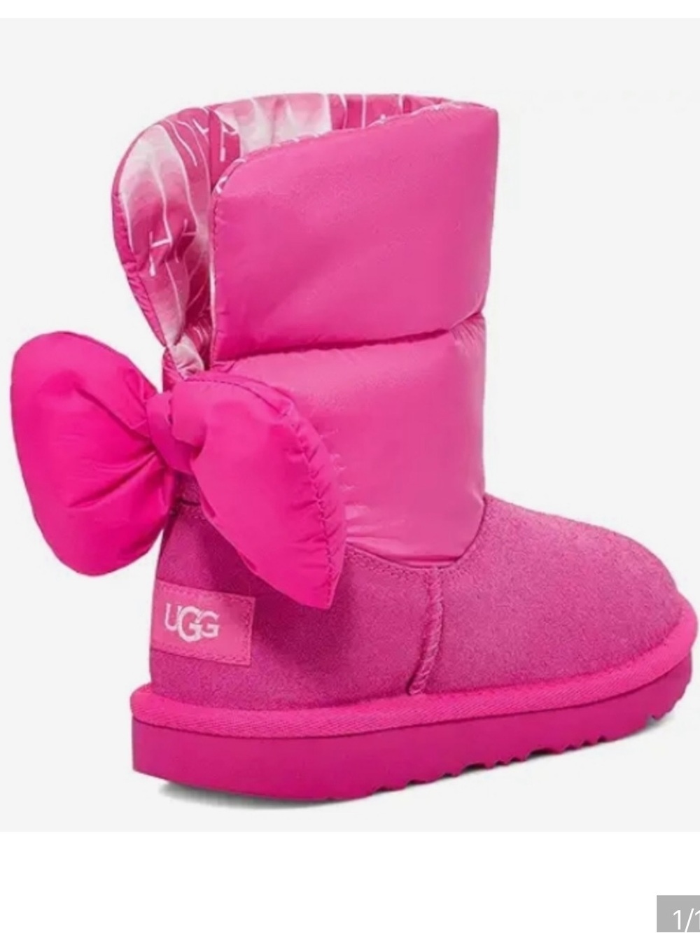 UGG Bailey Bow Pink Suede Boot -Kids